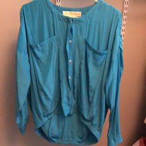 Ramy Brook blue button down shirt